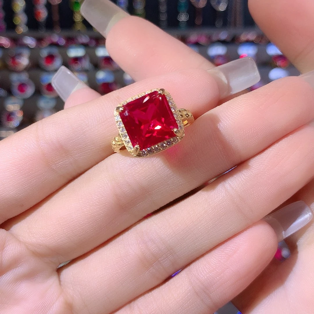 银S925镶嵌戒指红宝石金10