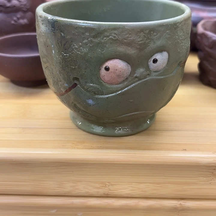 紫砂茶宠小*头紫砂沈雷金蟾杯