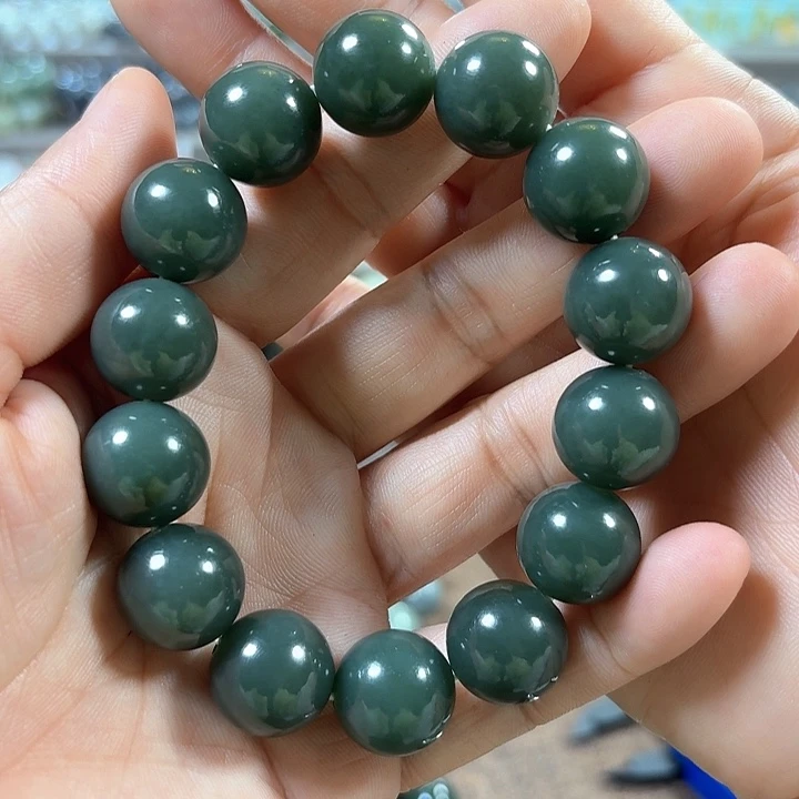 和田玉手链未镶嵌新疆且末蓝卡16