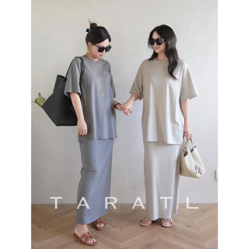 懒人衣橱·三色六穿/0压感绵羊毛针织T恤连衣裙半裙裤子套装