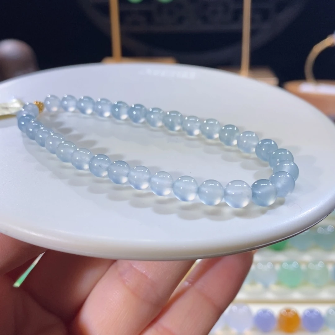 翡翠未镶嵌吊坠(不含链)翡翠高冰晴蓝圆珠手串放漏价