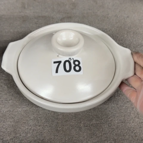 泥塑磁州窑干烧包小白锅口径20