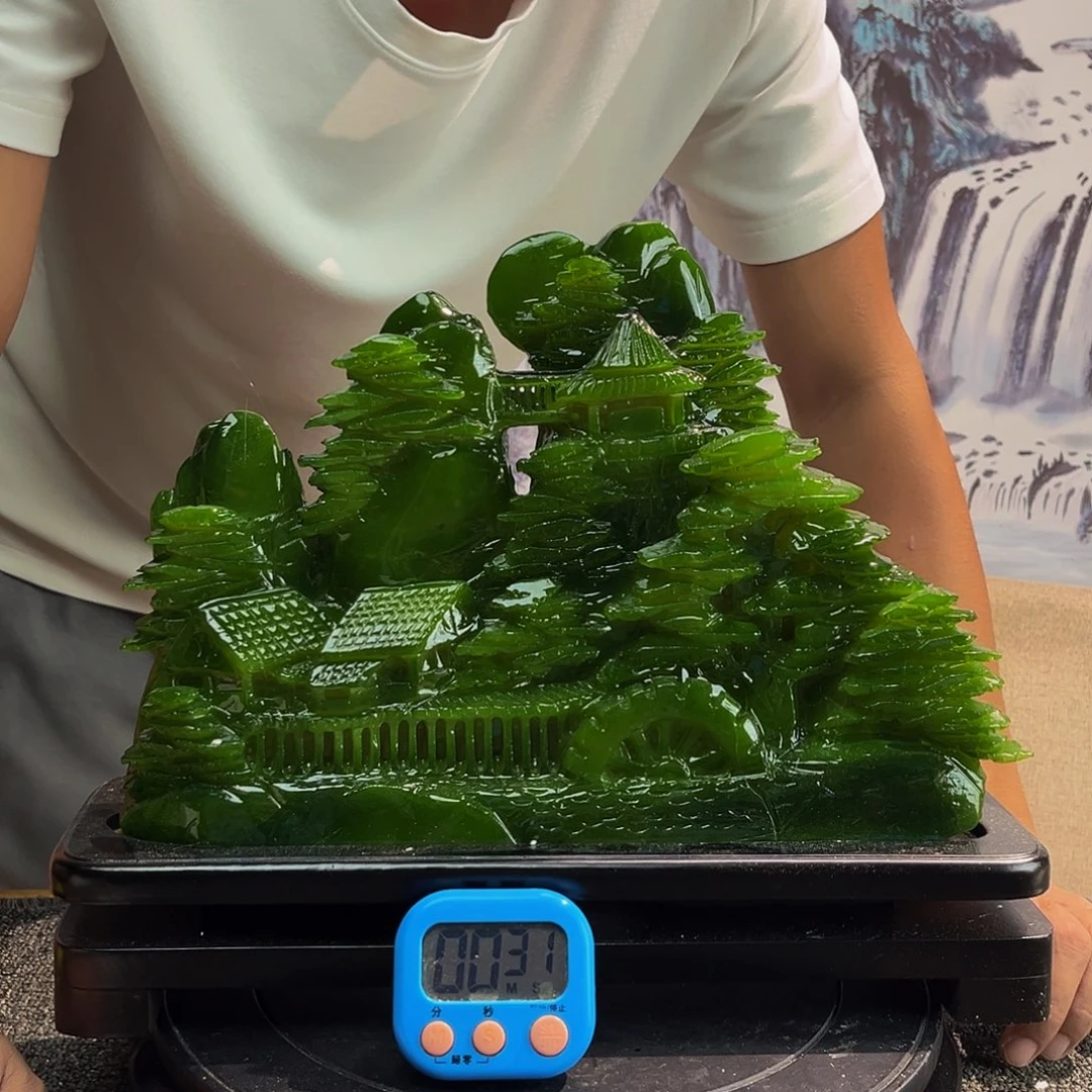 一***文玉玉摆件绿带底座