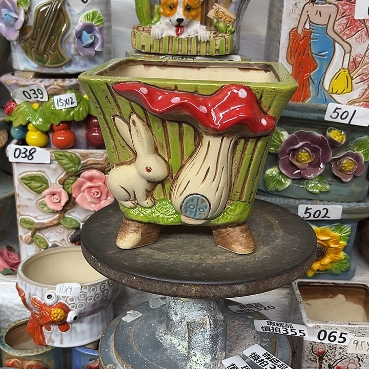 粗陶材质多肉花盆发货两个