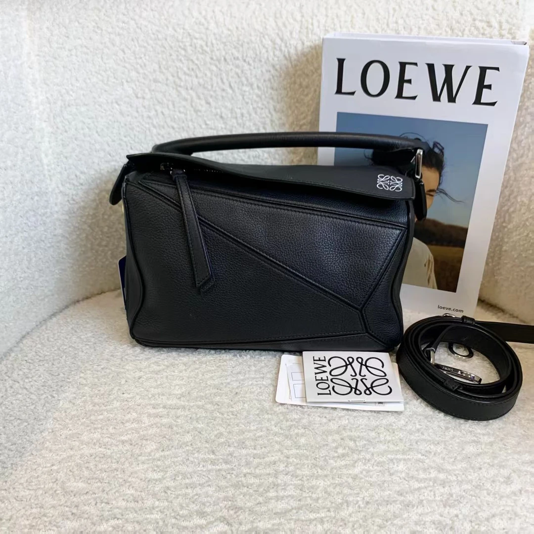 99新 LOEWE/罗意威 壹臻/黑银puzzle包小号 58435977