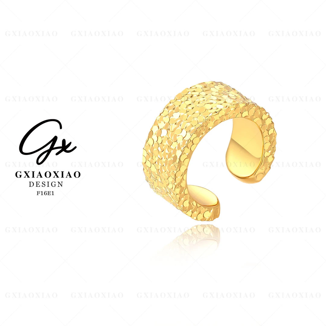 G XIAOXIAO 镀K金【炽日熔心】高级轻奢时尚金色碎冰冰耳夹 F16E1