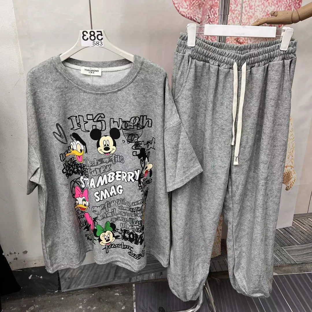 9开头非图片款时尚女款套装上衣裤子休闲大码运动慵懒风1