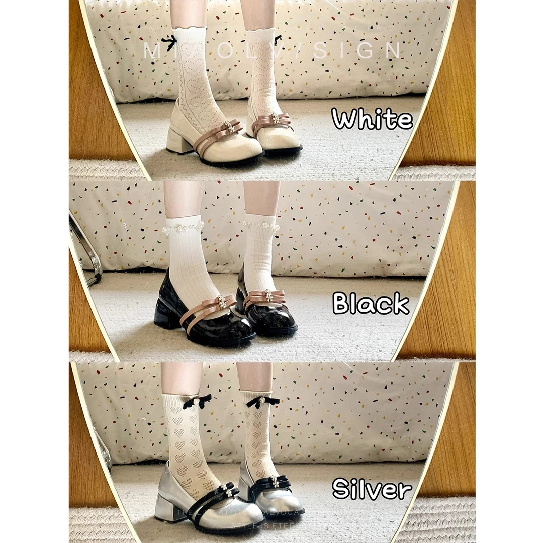 「妙侣」心动邂逅~学院风黑色玛丽珍鞋女春秋浅口配裙JK粗跟单鞋