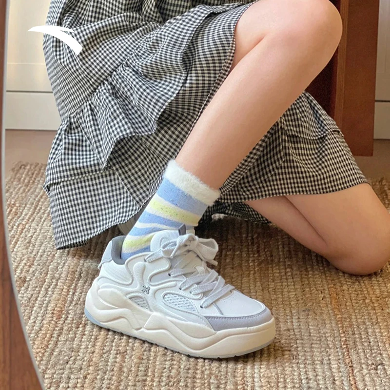 安踏小苍兰丨厚底面包鞋板鞋女革面复古百搭运动鞋女鞋122448036