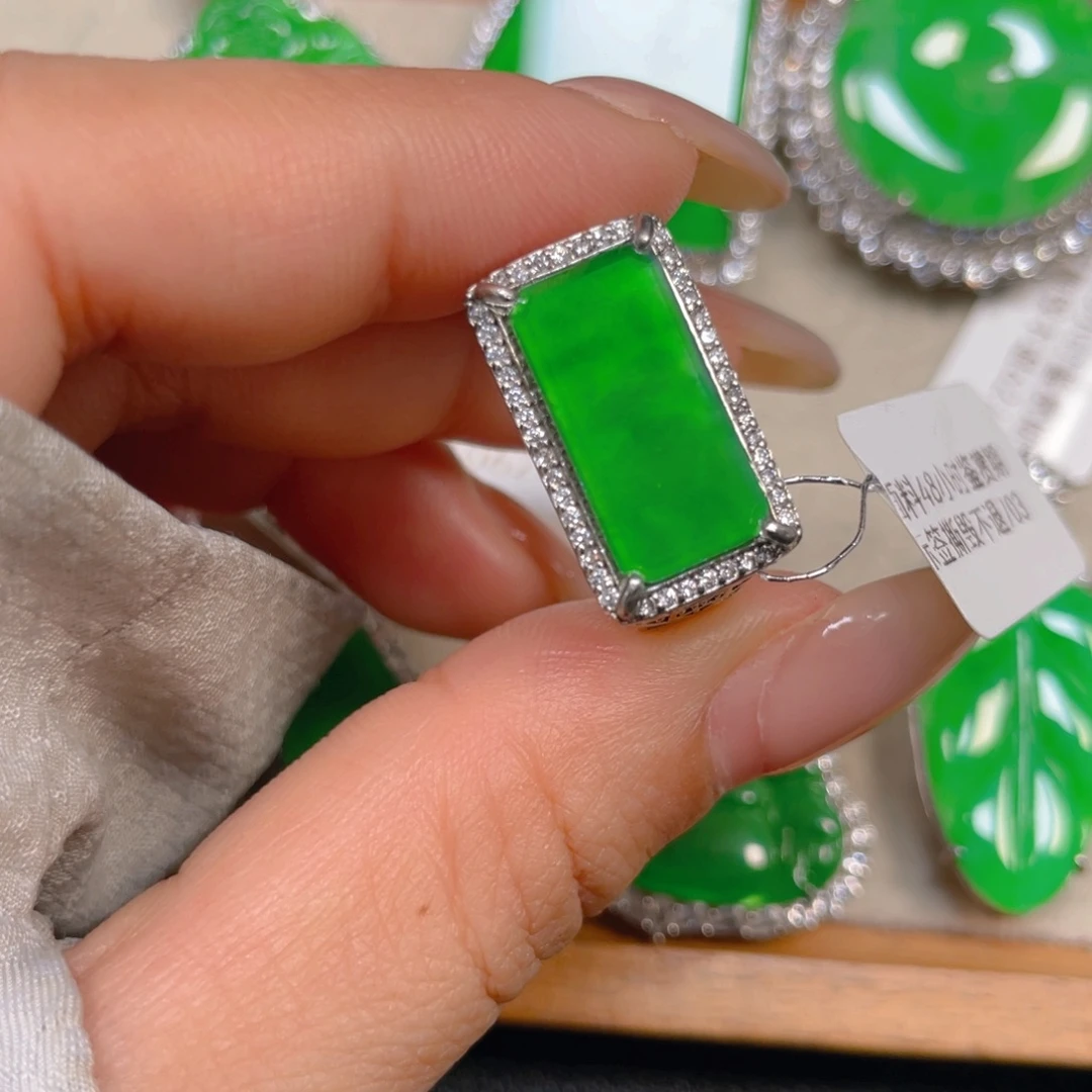 翡翠银S925镶嵌挂件