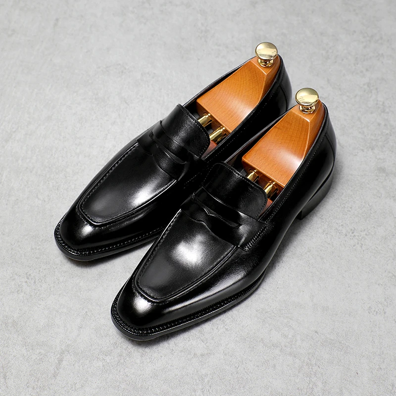 【高奢琴底】男爵世家高端真皮乐福鞋商务正装皮鞋男士一脚蹬豆豆鞋