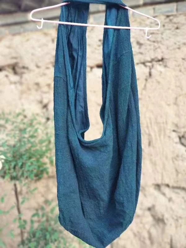 手工制作植物染色老麻布双层大包