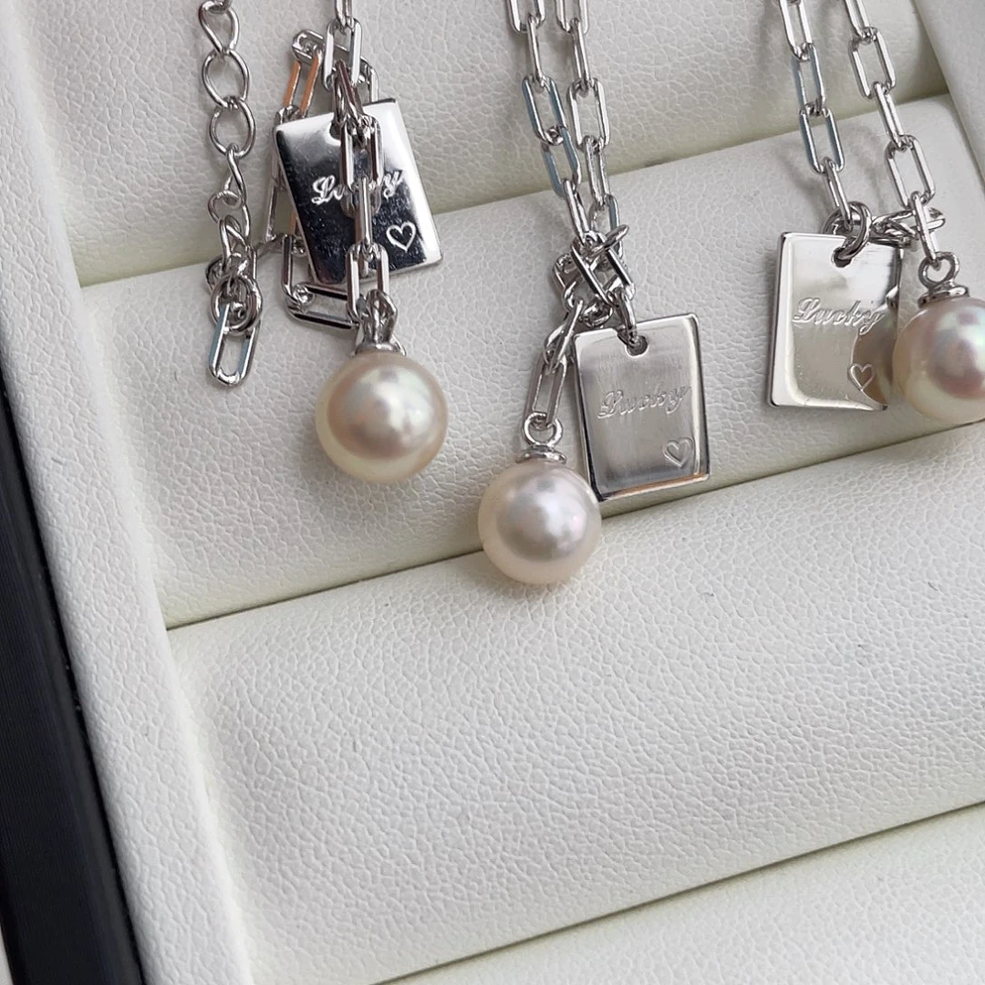 银S925镶嵌手绳海水珍珠