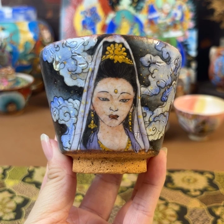 志野柴烧手工手绘