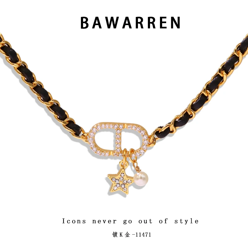 Bawarren 镀K金 法❤ 11470-【猪鼻】皮穿轻奢项链