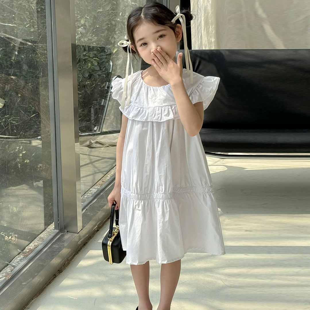 F016  【荷叶领公主裙】女童连衣裙2025夏装中大童薄款无袖背心裙