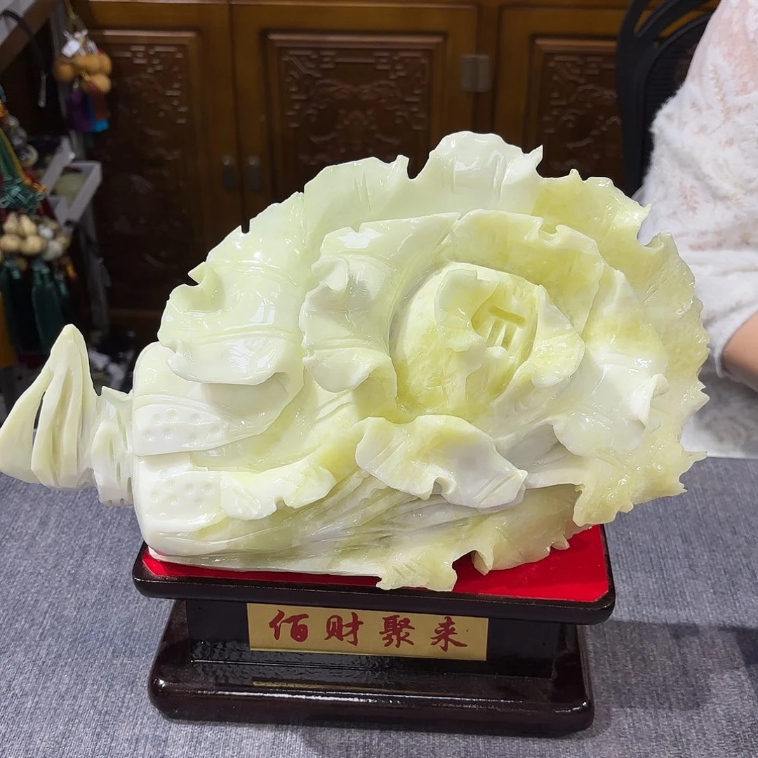 岫玉白菜摆件未镶嵌