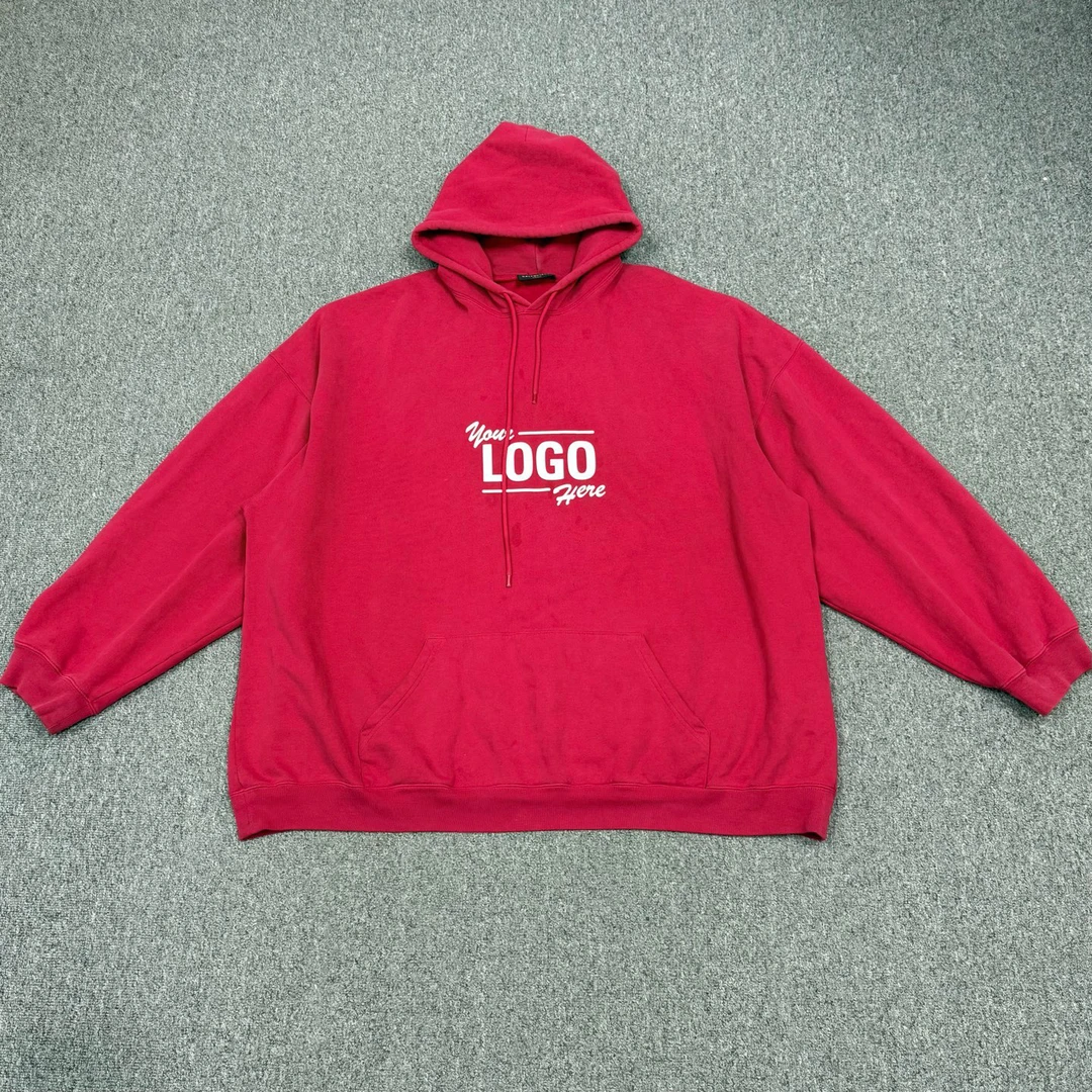 99新 Balenciaga/巴黎世家 18626122  红色Logo帽衫 M码99新