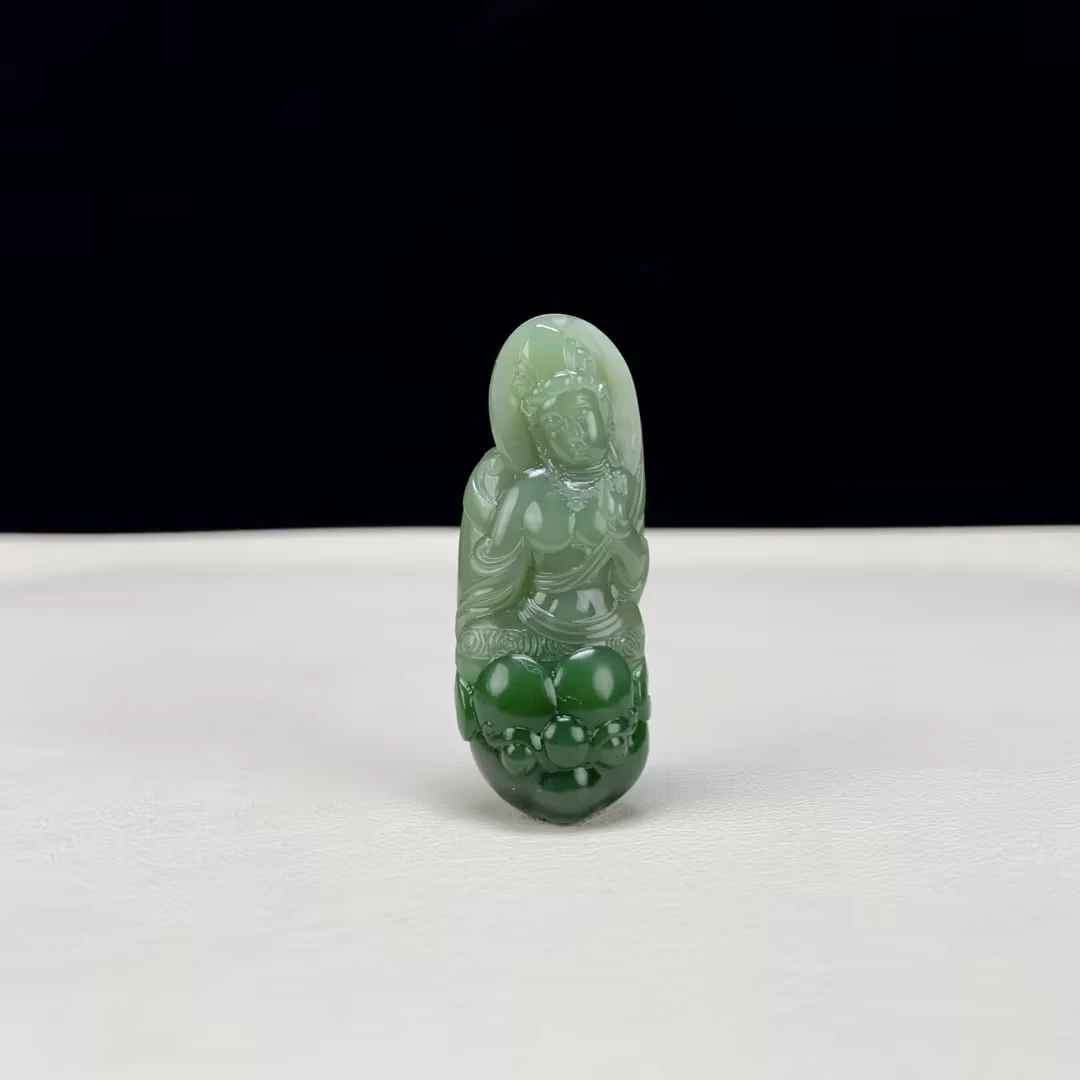 【豫人豫品】和田玉吊坠碧玉观音h561