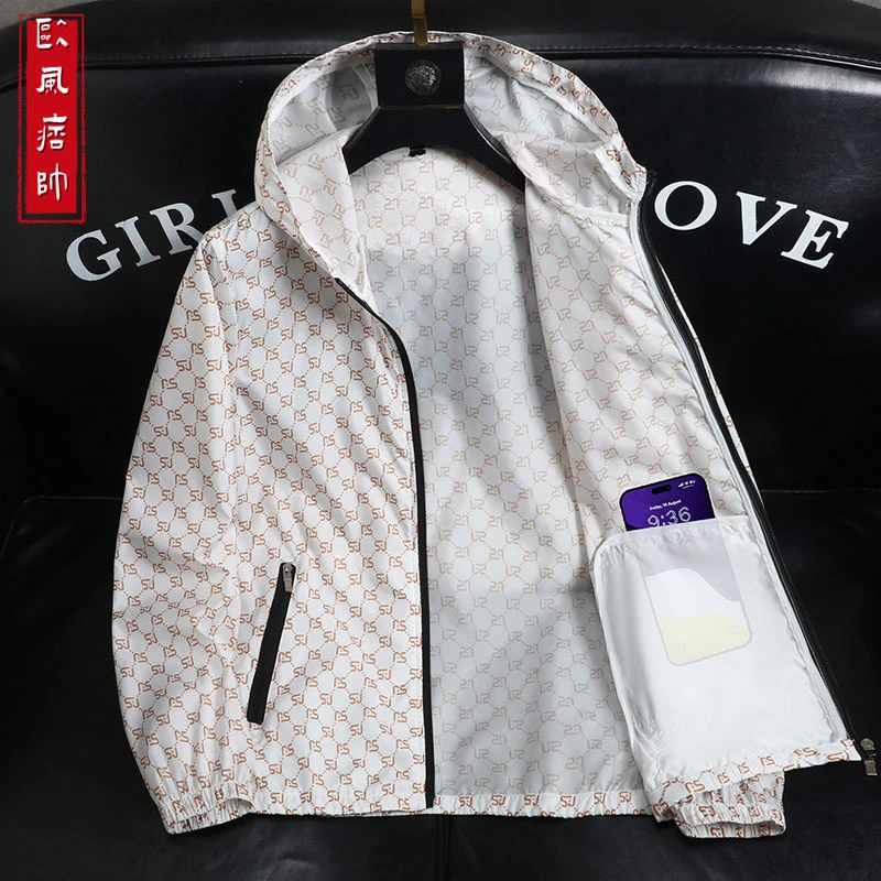 欧潮时尚夏季防晒衣男户外超薄款凉爽情侣透气夹克骑行钓鱼外套