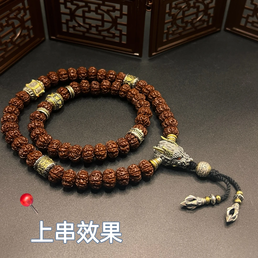 925银银制品 S925银 精工睚眦龙头三通配饰，对孔12mm，可配8、9、 10