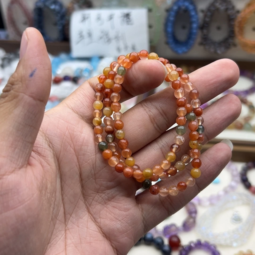 未镶嵌水晶手链彩兔毛三圈