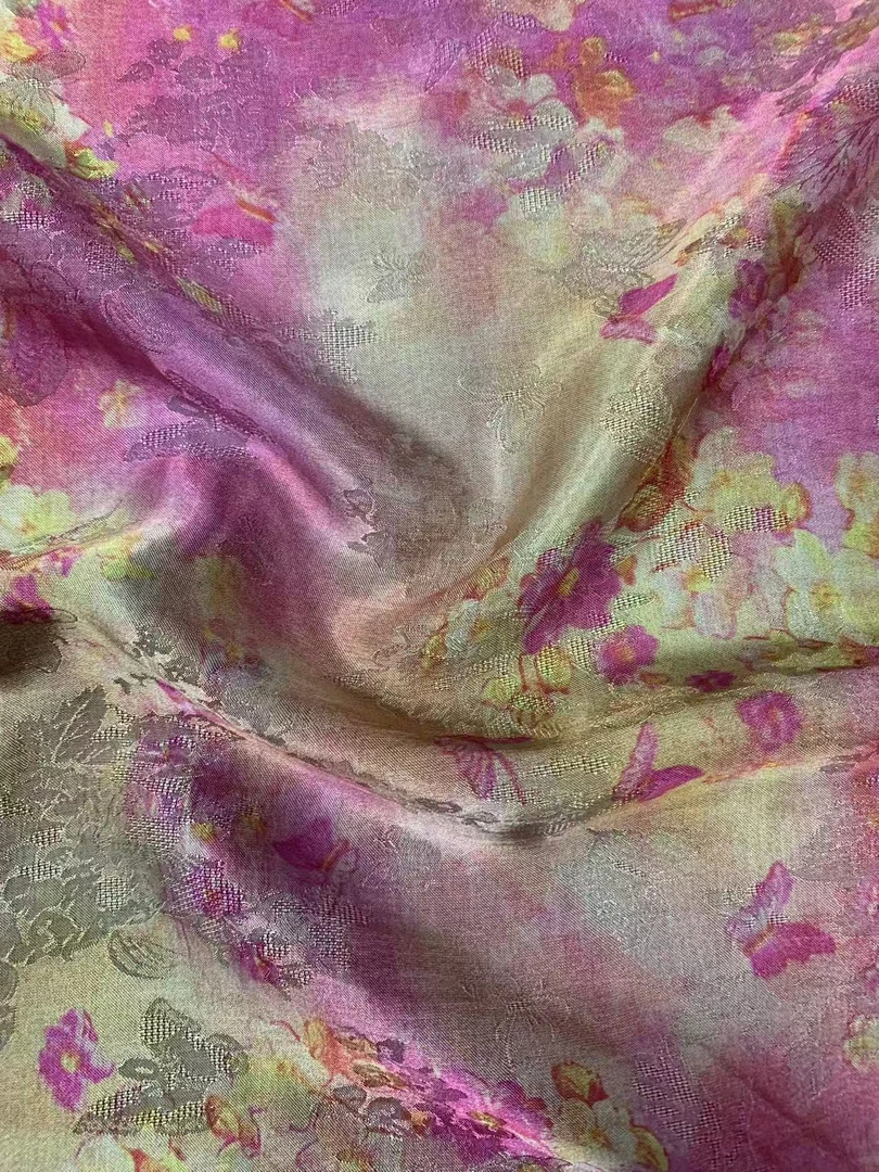 【落日晚霞】高定新中式香云纱 花萝提花（开裁不退不换）