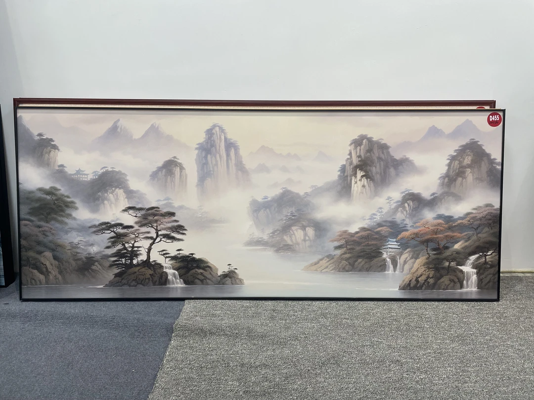 D455新中式200x80cm山水画客厅装饰画沙发背景墙挂画