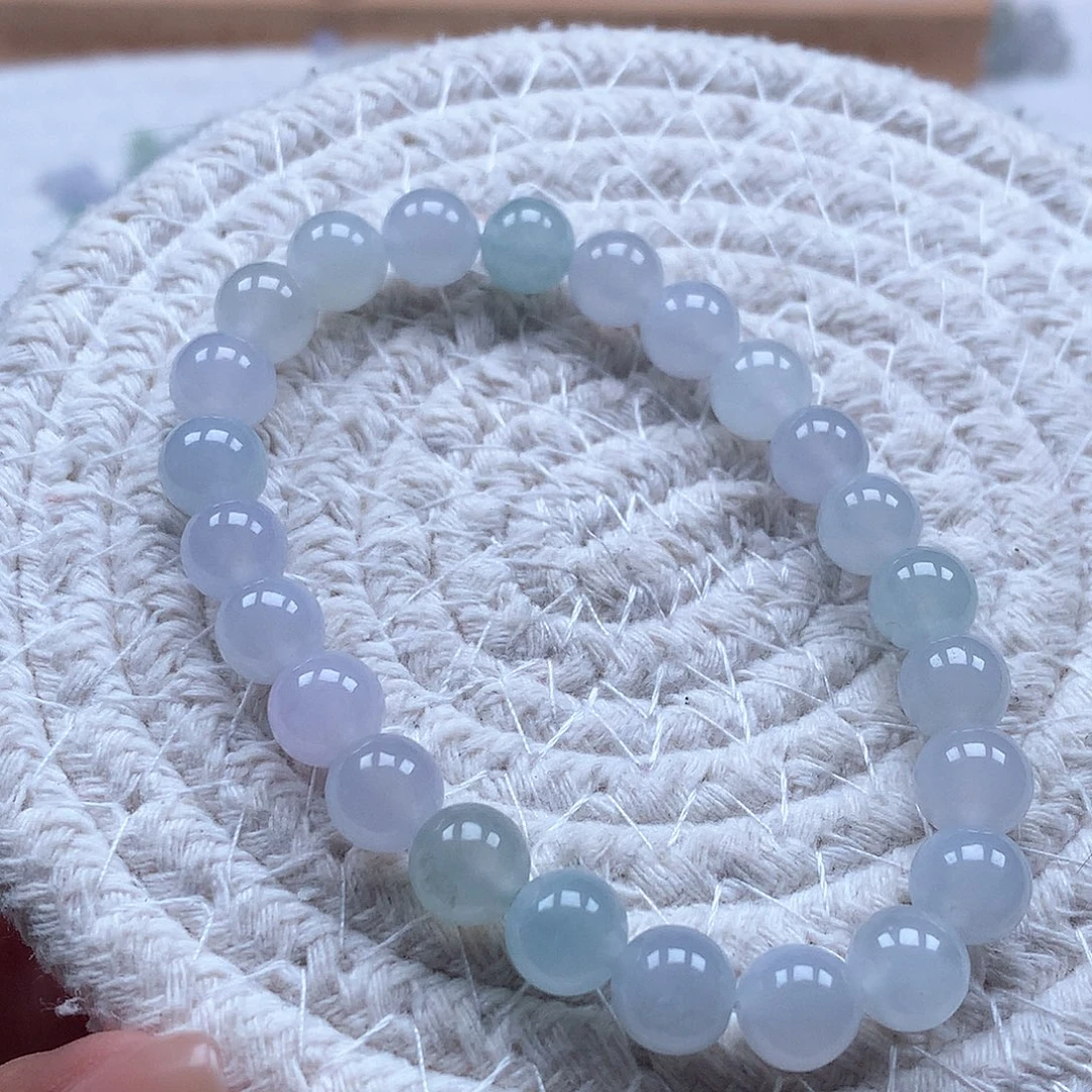 翡翠未镶嵌手链马卡龙7.8