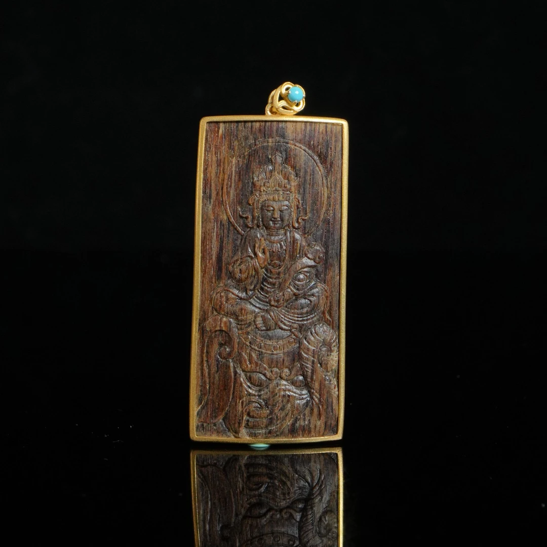 DY-C1156 越南芽庄熟结白奇楠沉水普贤菩萨 5.2x2.4x0.2cm 5.6g