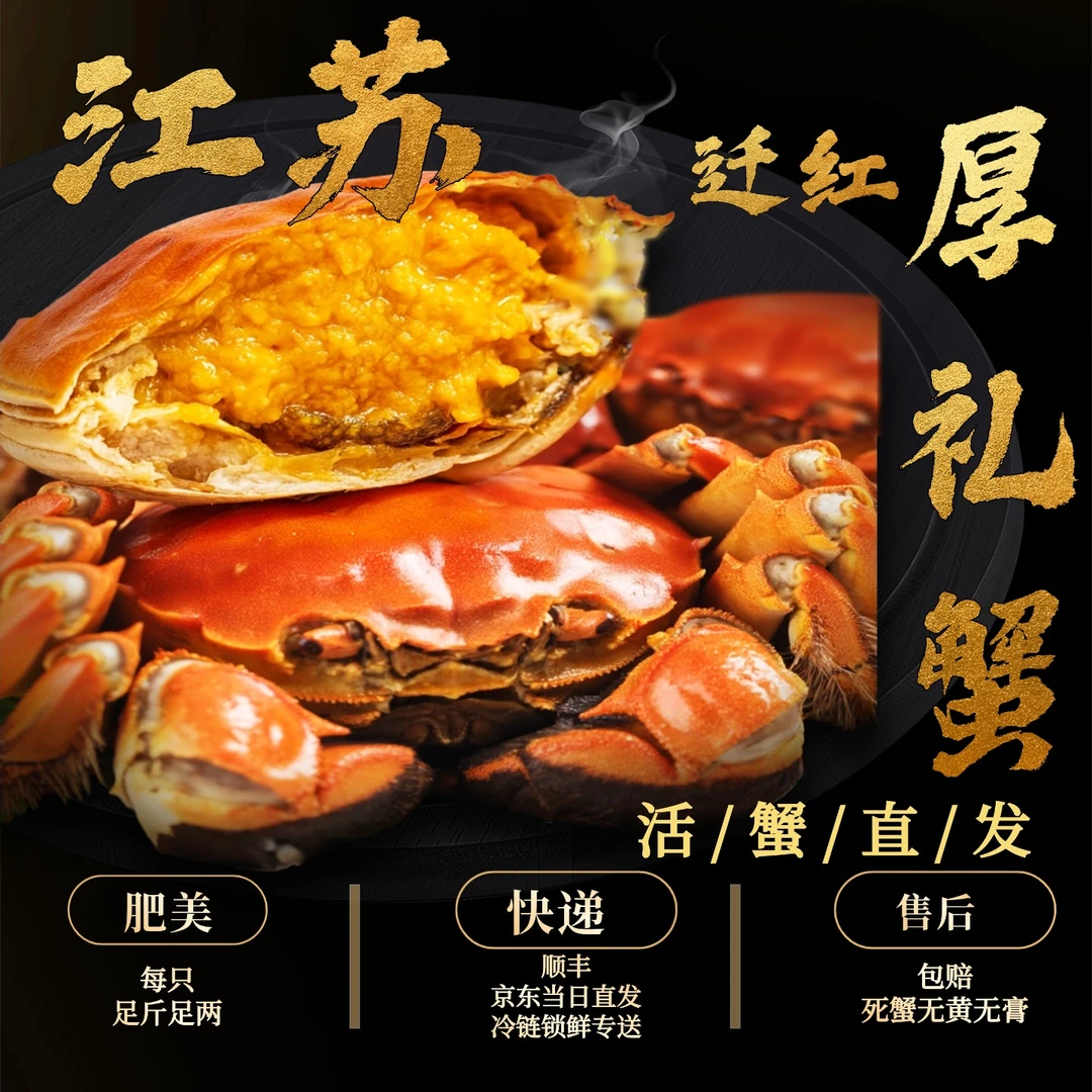 【活蟹】江苏厚礼蟹 大闸蟹 母蟹2.4-2.6两 8只
