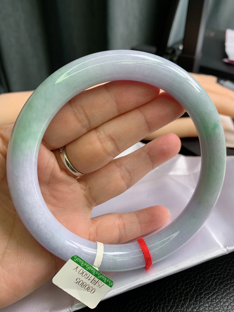 缅甸天然A货翡翠精品手镯75/76超大圈口75.8/12