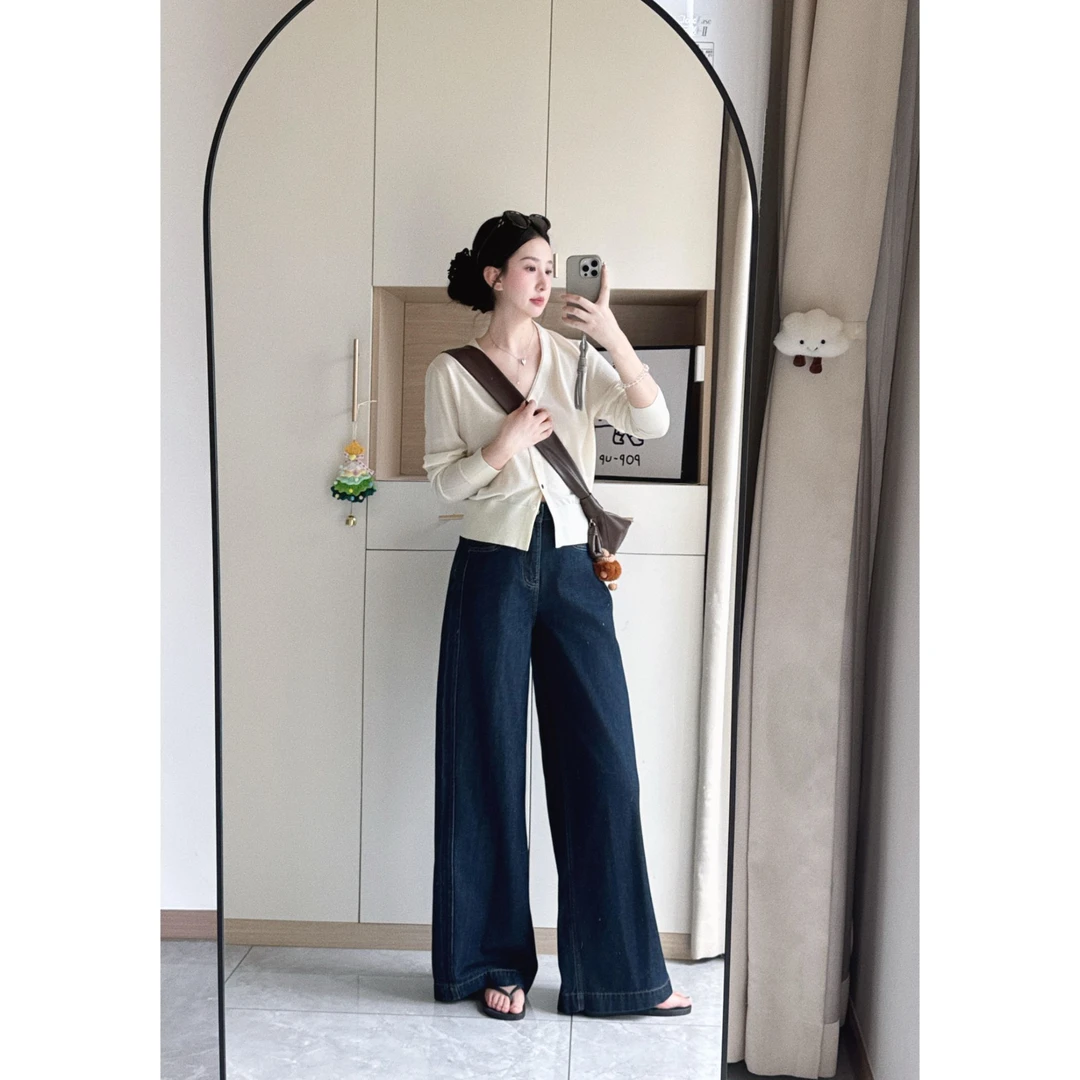 v领冰丝针织开衫女秋季薄款泡泡袖短款显瘦气质小衫掐腰上衣