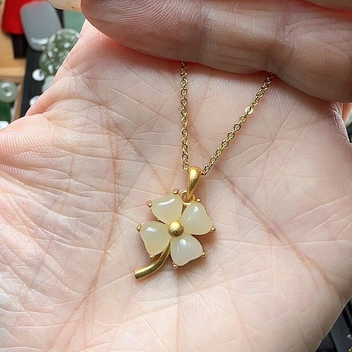 颈饰银S925镶嵌和田玉