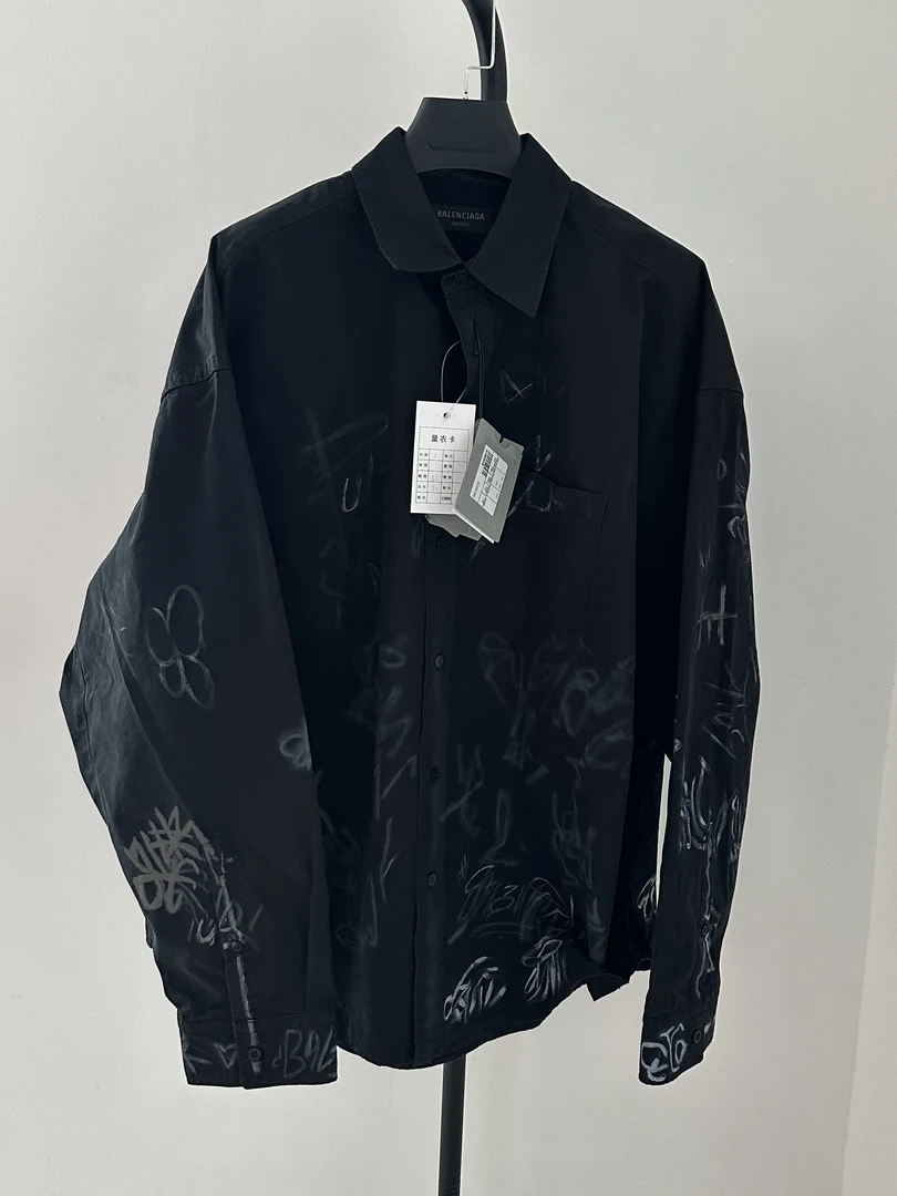 未使用 Balenciaga/巴黎世家 长袖衬衫 黑色 全新 1码
