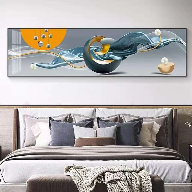 Z3筑梦空间床头玻璃挂画横幅轻奢床头装饰画卧室主卧现代简约挂画
