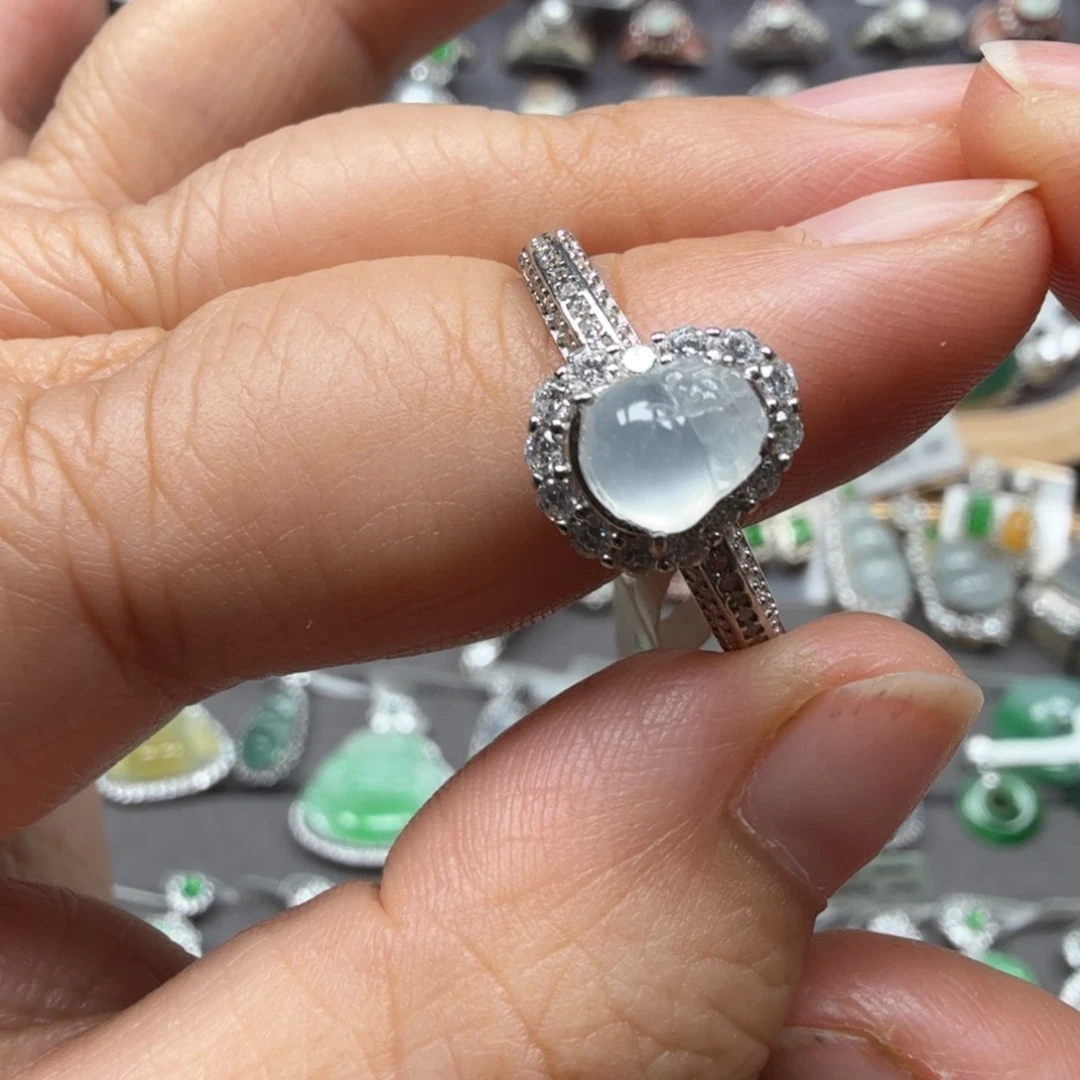 翡翠银S925镶嵌戒指8055