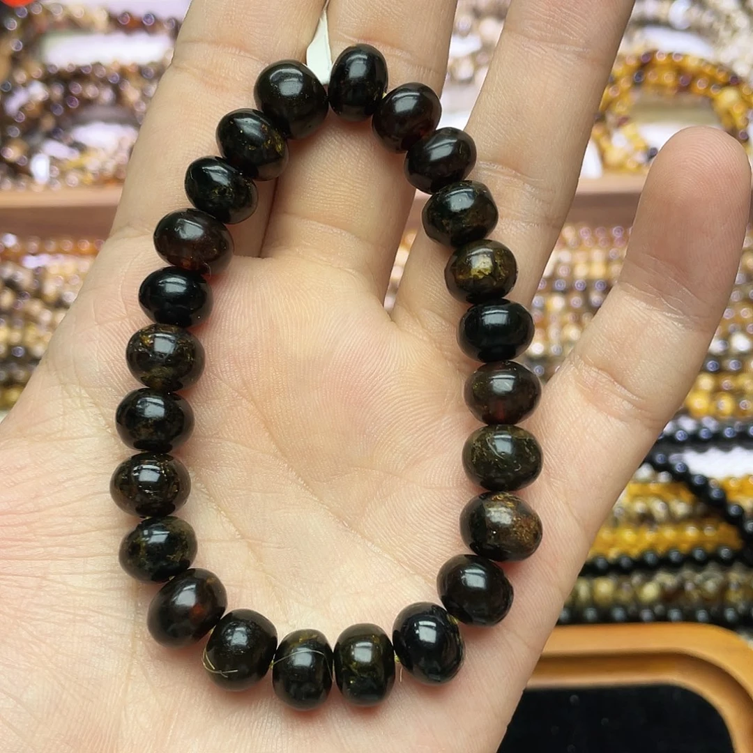 琥珀未镶嵌裸石抚顺琥珀翳珀手串