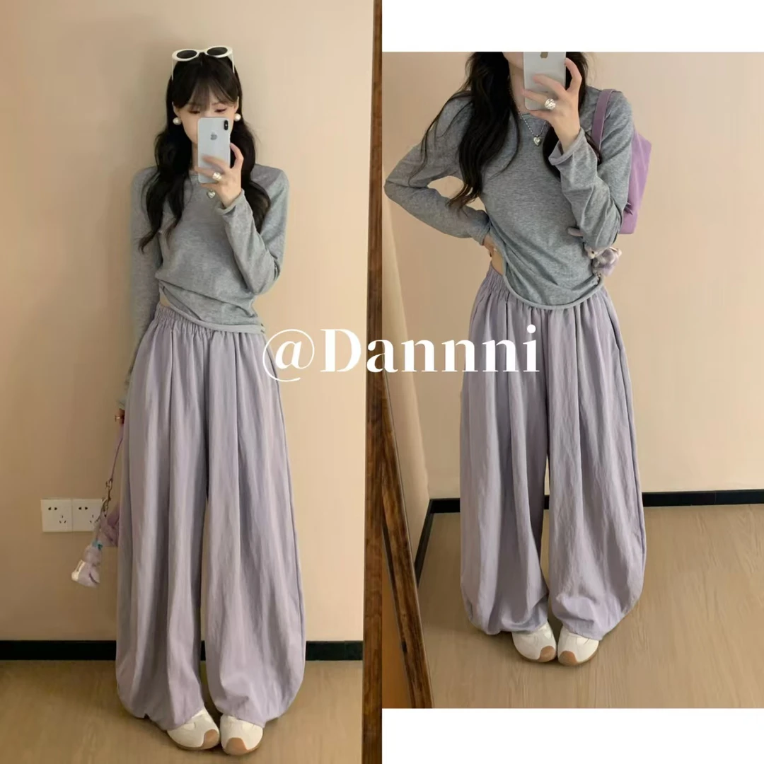 【现货 运费险】休闲豆荚裤~女士夏季薄款阔腿裤百搭宽松显瘦松紧腰