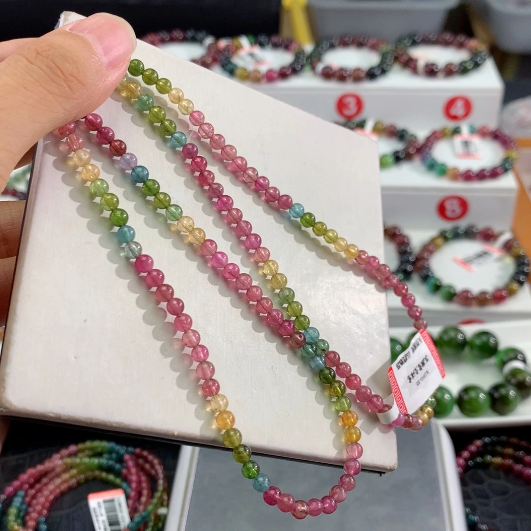 未镶嵌手链碧玺        4mm。