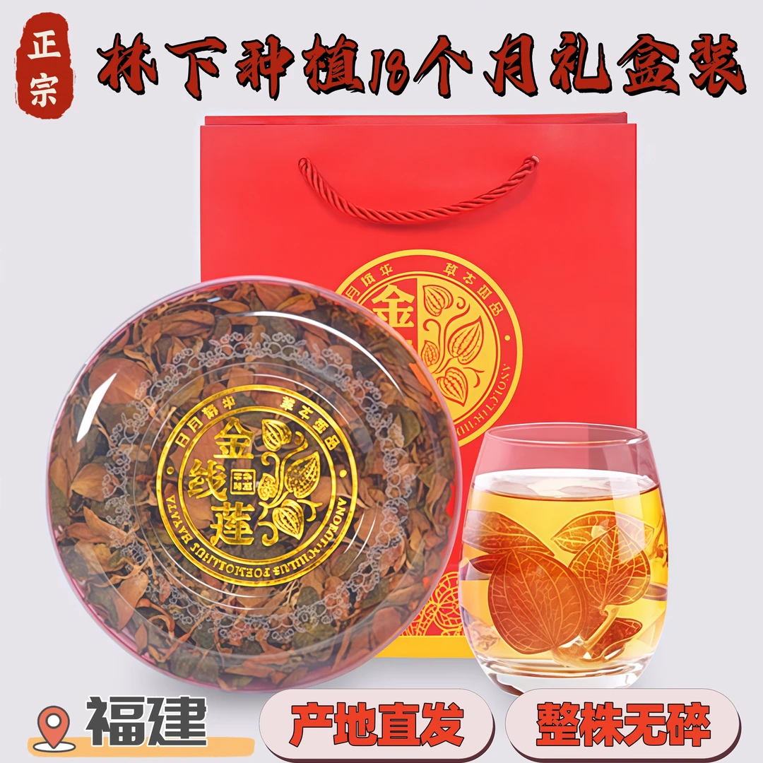 正宗福建金线莲干品整株无碎礼盒装 林下18个月种植汤香味浓送礼