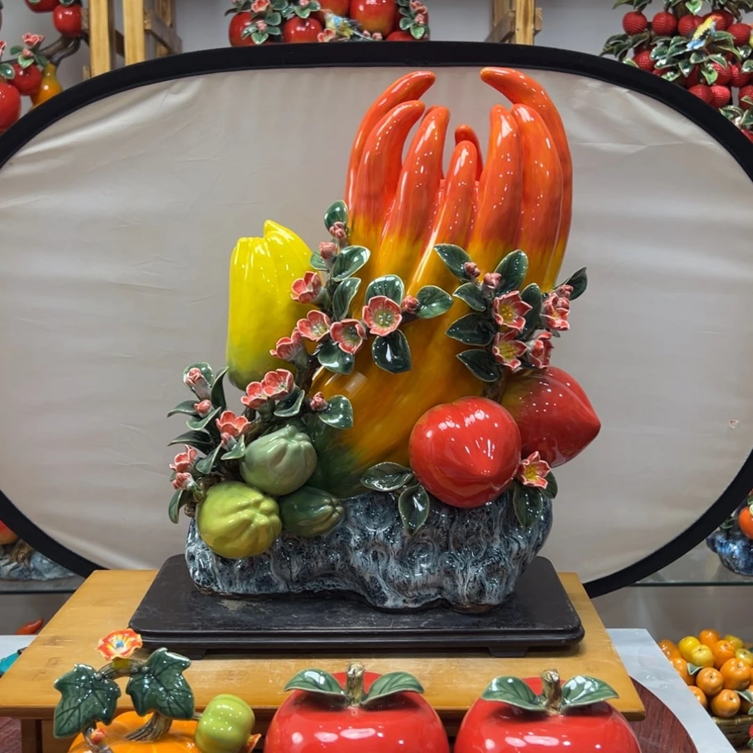 陶瓷正财大佛手送苹果南瓜