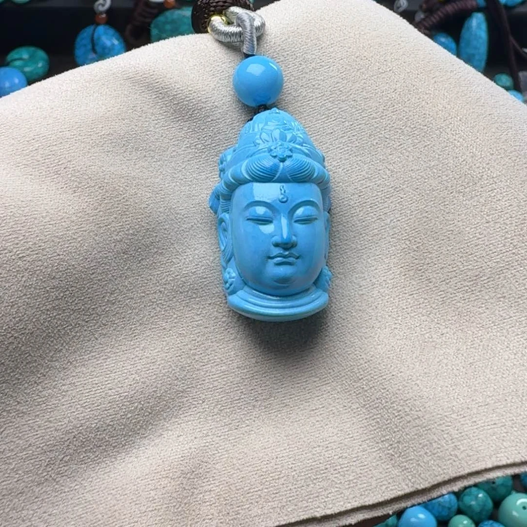 高瓷蓝色系观音佛头