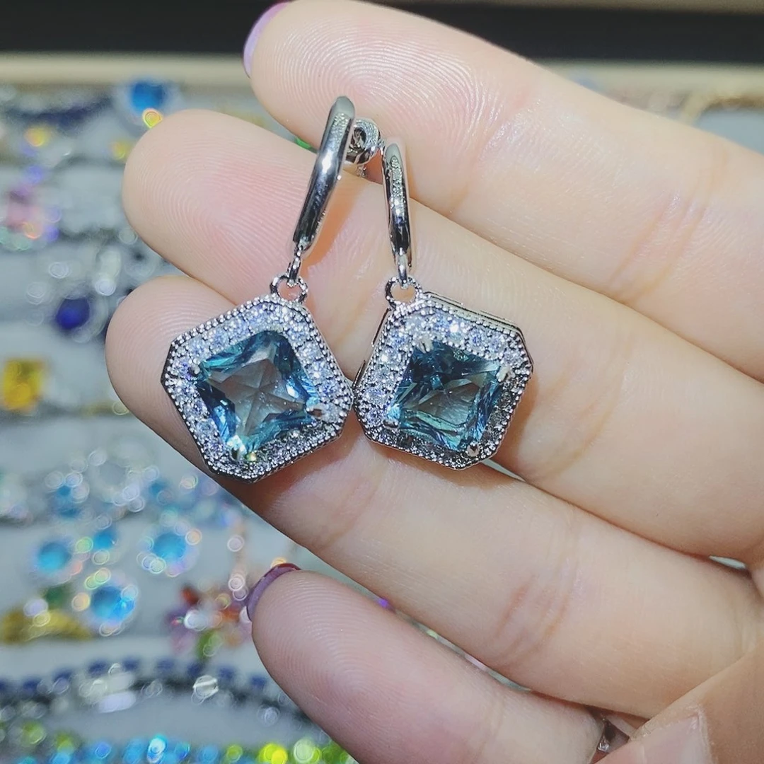 【闪购商品】托帕石耳饰银S925镶嵌