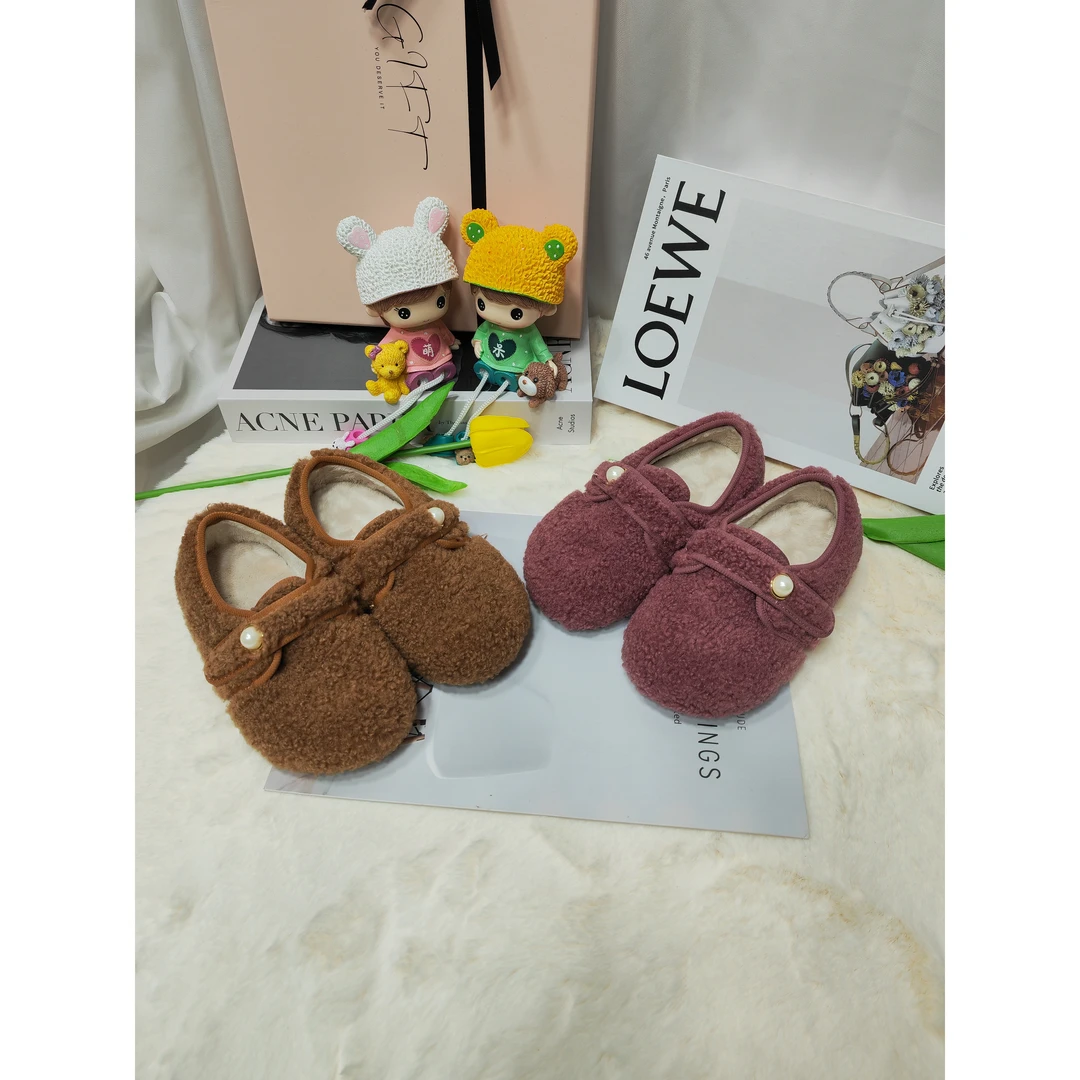 女童保暖毛毛鞋儿童2025秋冬新款棉鞋魔术贴单鞋