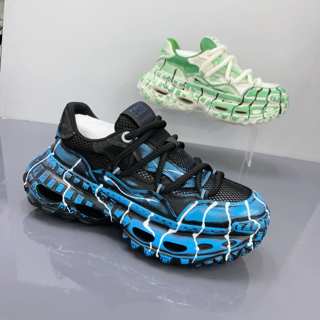 增高老爹鞋透气夏季时尚休闲鞋潮鞋男士运动鞋真皮网面百搭潮鞋