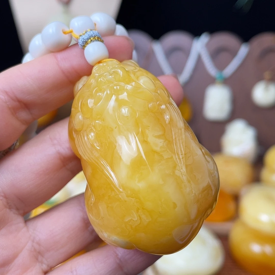 琥珀未镶嵌珠宝奇石一颗花粉