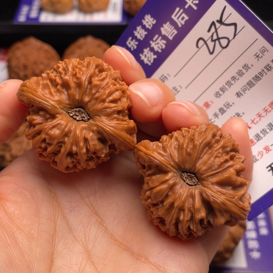 文玩核桃把件红皮凹底南疆石42尺