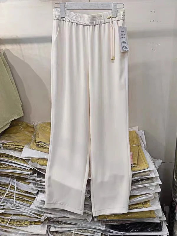 8062大码2025夏季新款百搭宽松休闲纯色直筒阔腿裤胖mm显瘦长裤