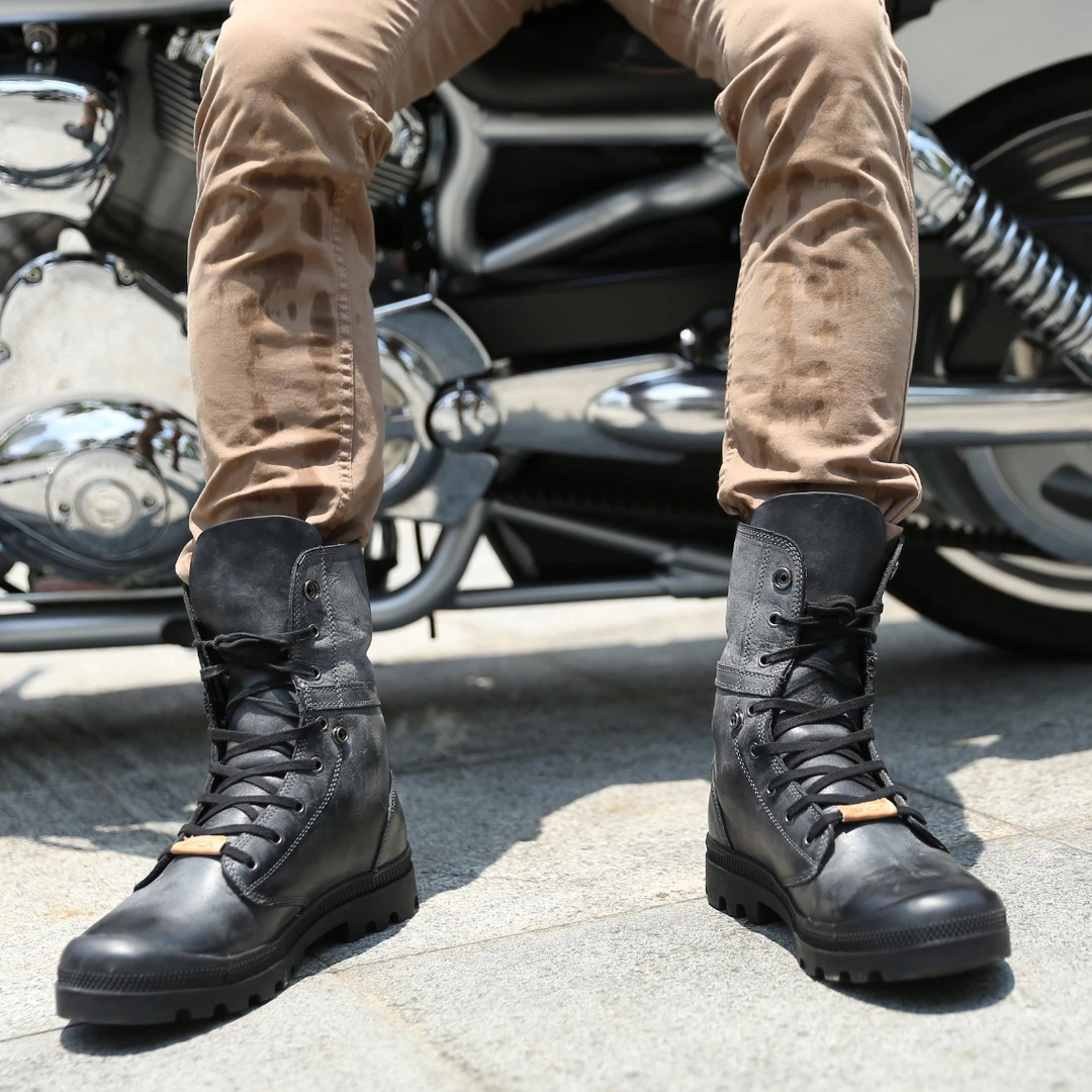 雅酷士arcxL60595全牛皮面料摩托车骑行鞋复古机车靴街车通勤摩旅